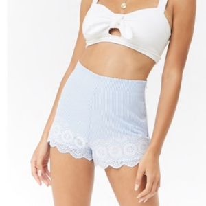 Forever 21 pinstripe lace eyelet striped shorts